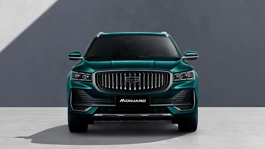 Ngoại thất Geely Monjaro với lưới tản nhiệt Milky Way Surge Thiết kế đầu xe Geely Monjaro 2026 với lưới tản nhiệt Milky Way Surge mạ Crom bề thế