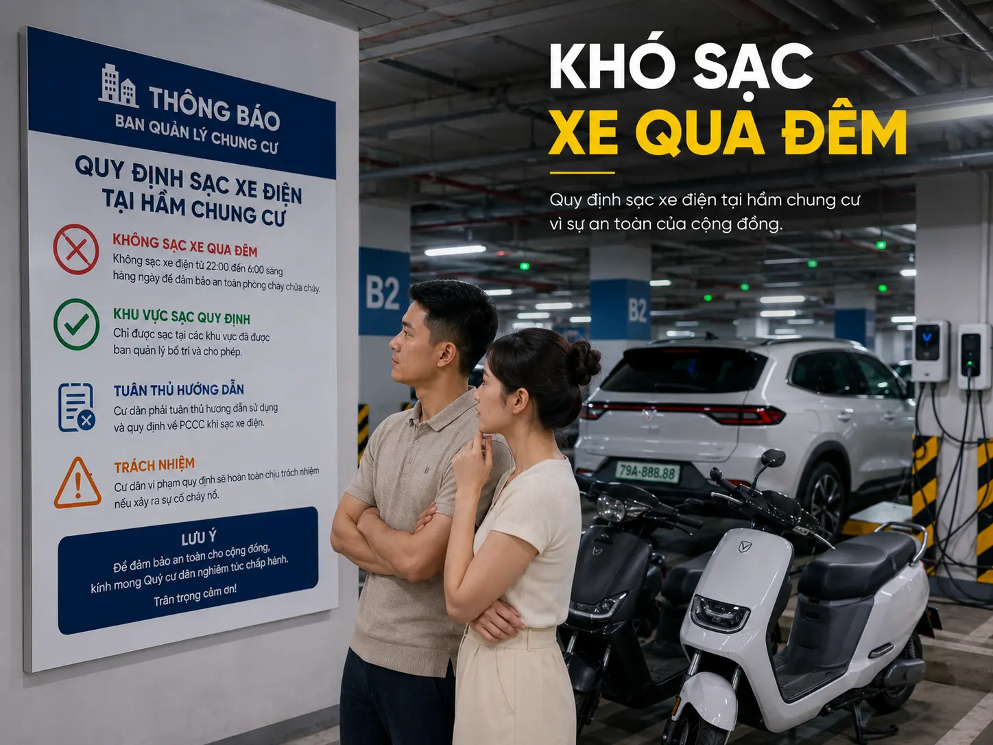 Không phải chung cư nào cũng cho phép sạc xe điện dưới hầm Không phải chung cư nào cũng cho phép sạc xe điện dưới hầm